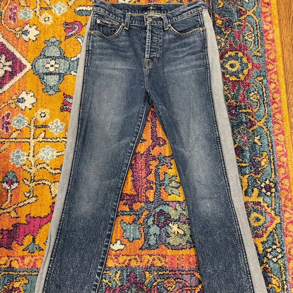 7 for all mankind two-tone, high waisted jeans in a size 26.